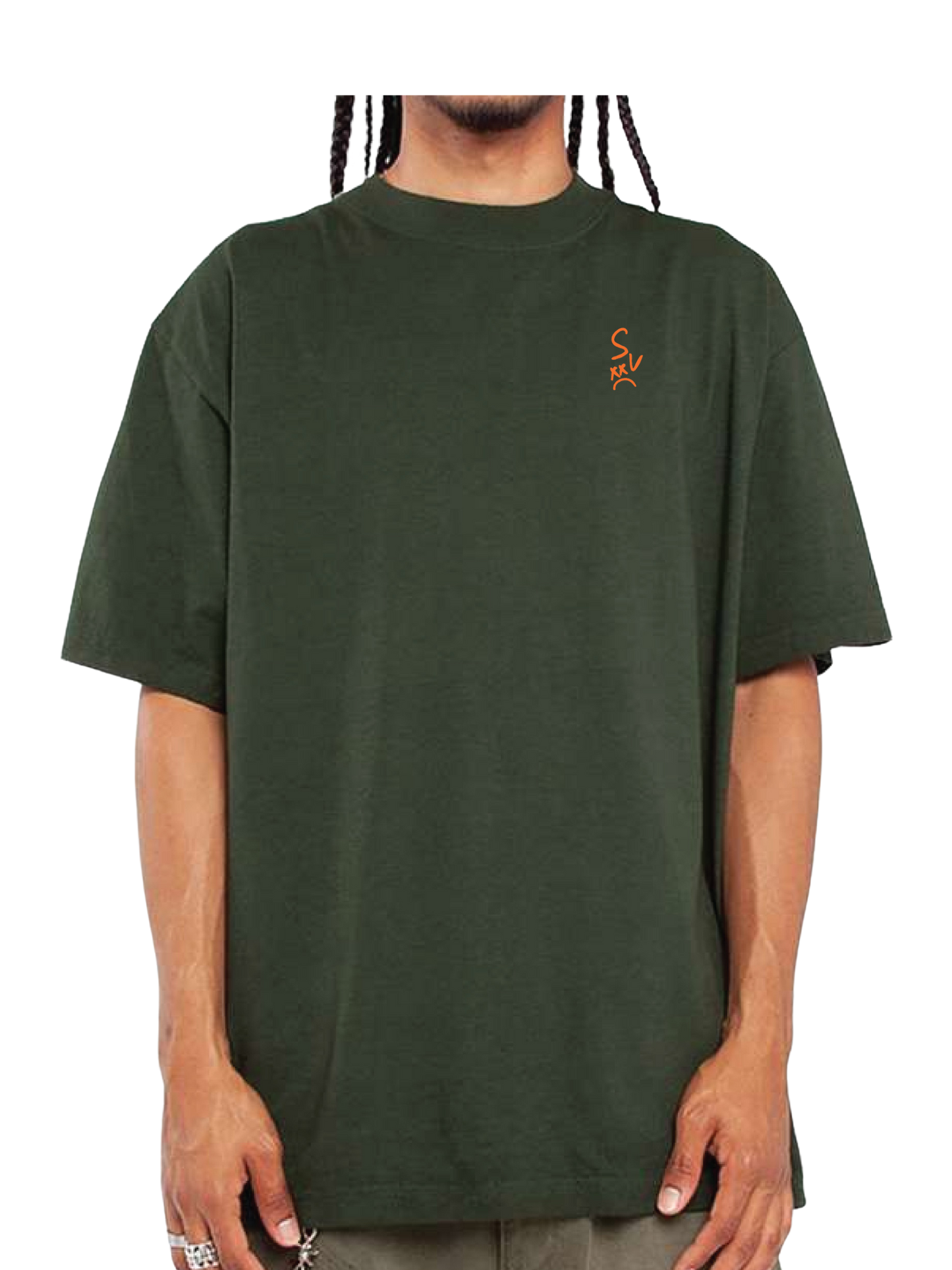 *NEW* "SV" Heavyweight Gangsta T-shirts (Moss w/ Orange Logo)