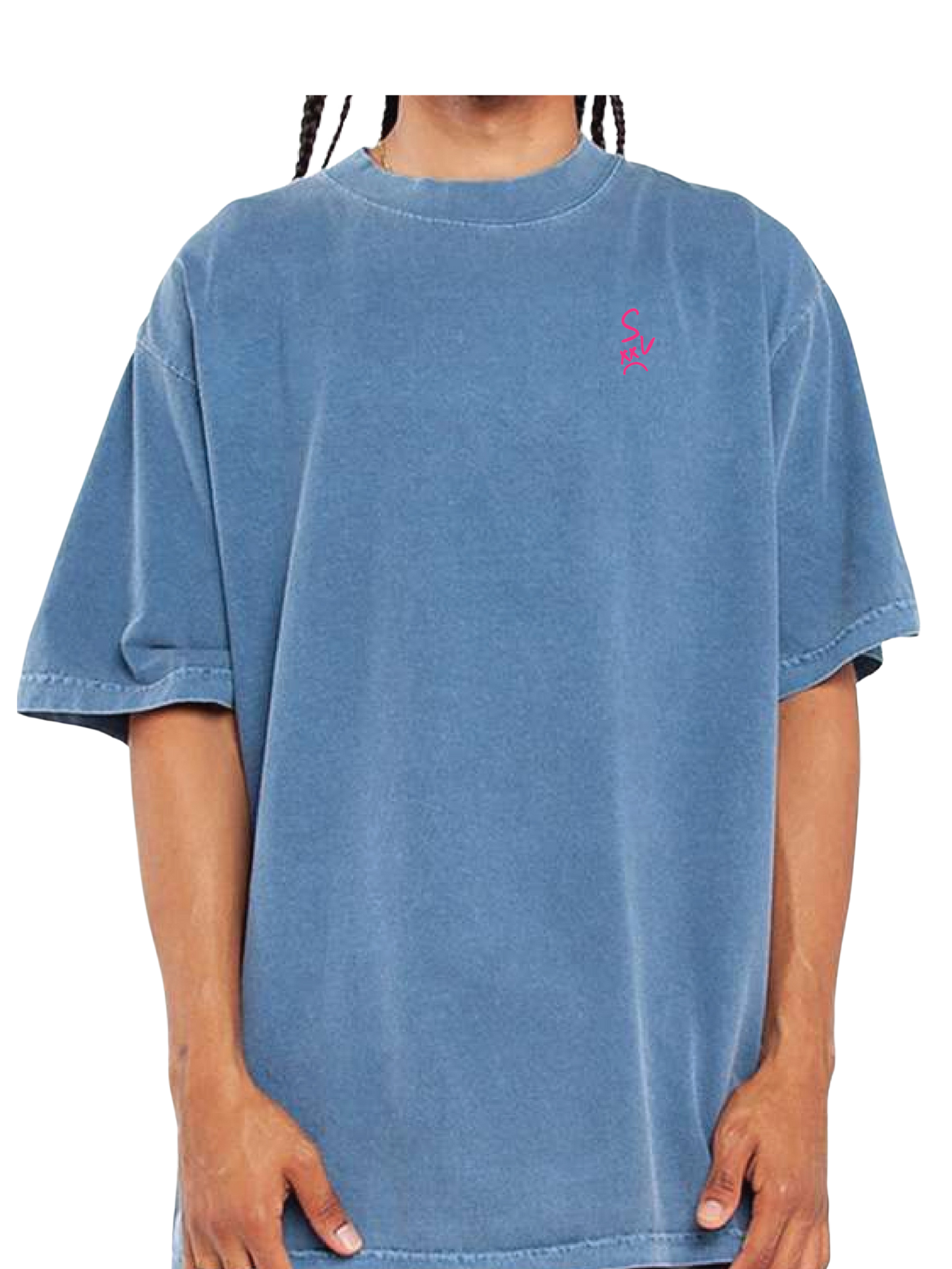 *NEW* "SV" Heavyweight Gangsta T-shirts (Washed Denim w/ Pink Logo)