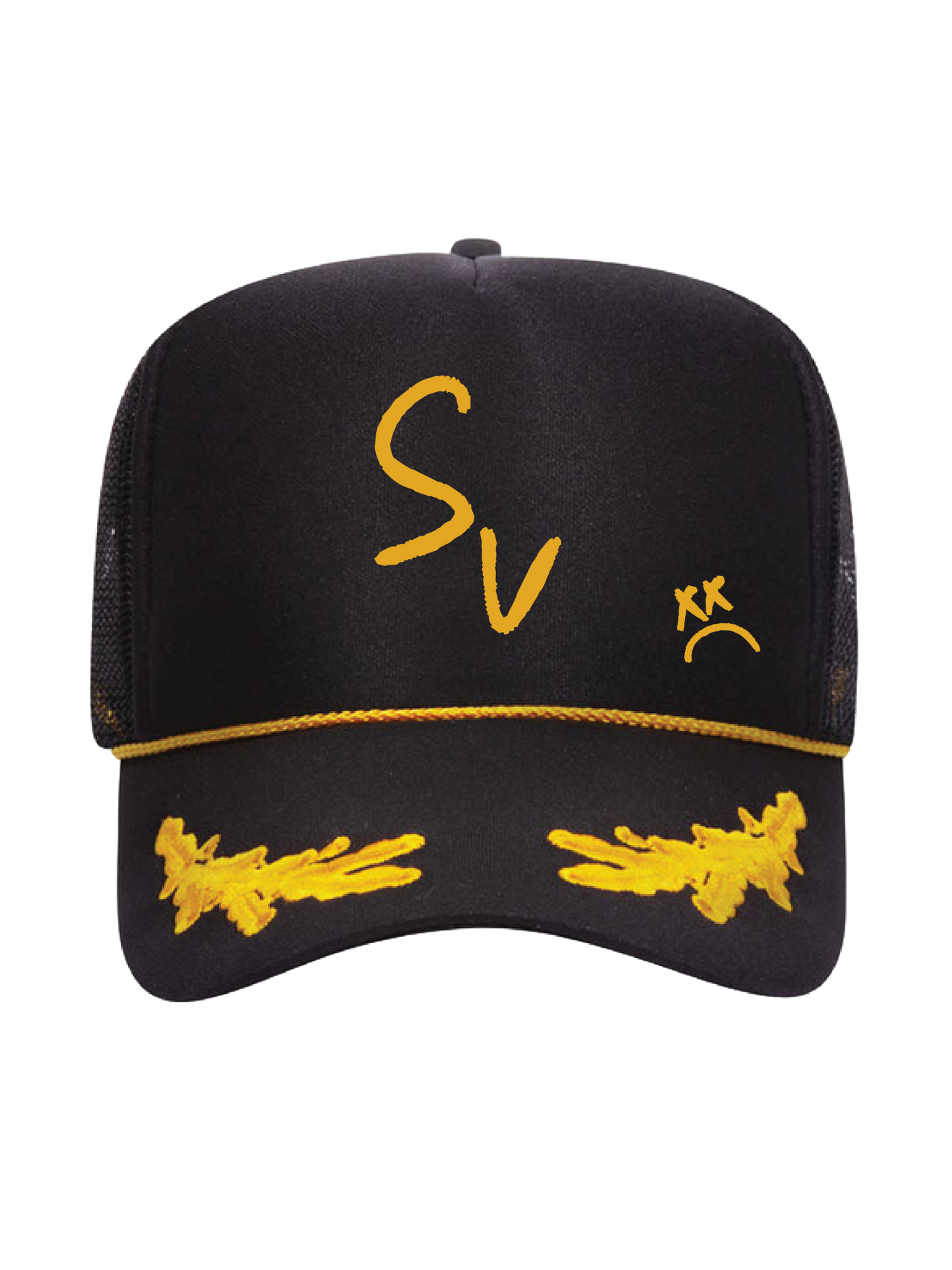 *NEW* "SV" Rope Foamy Trucker Hat (Black/Yellow Leaf)