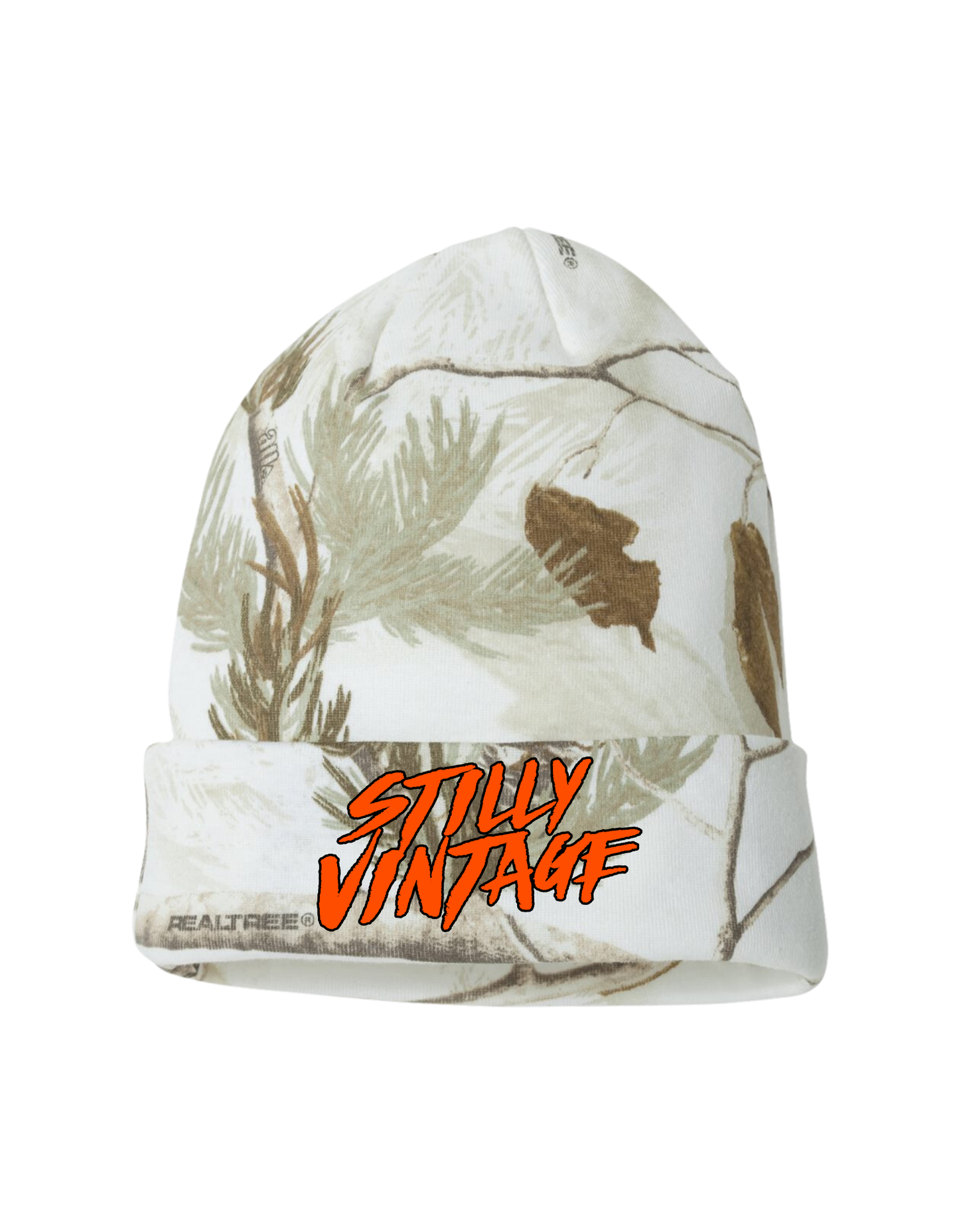 Snow White Camo w/ Embroidered Logo - Beanie