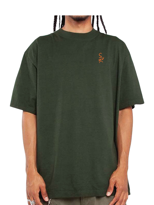 *NEW* "SV" Heavyweight Gangsta T-shirts (Moss w/ Orange Logo)