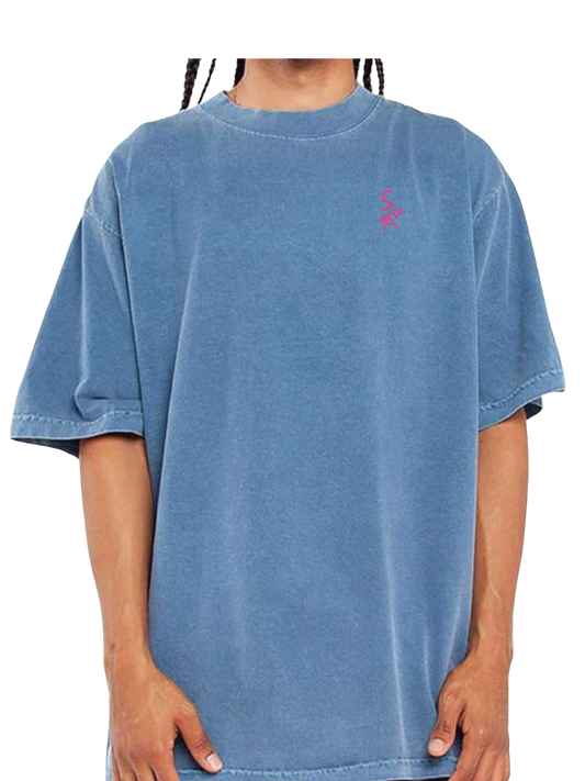 *NEW* "SV" Heavyweight Gangsta T-shirts (Washed Denim w/ Pink Logo)