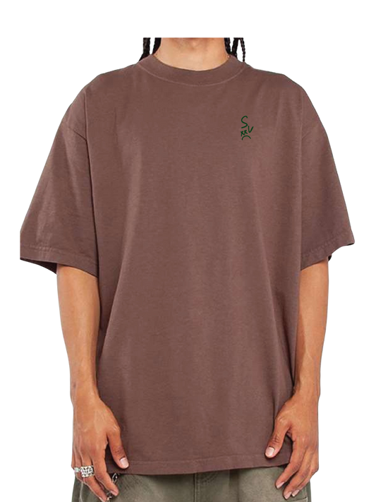 *NEW* "SV" Heavyweight Gangsta T-shirts (Mocha W/ Green Logo)