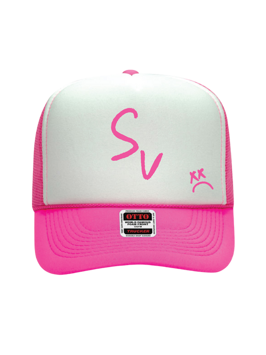 *NEW* "SV" Rope Foamy Trucker Hat (White/Pink)