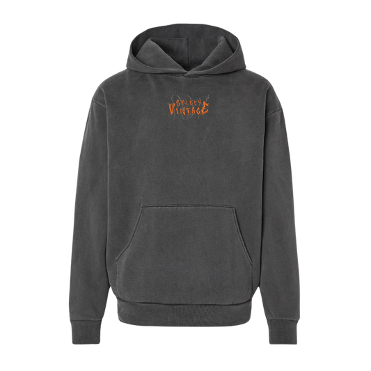 Stilly Struck By Lightening - MID-WEIGHT Embroidered Hoodie - Faded Black