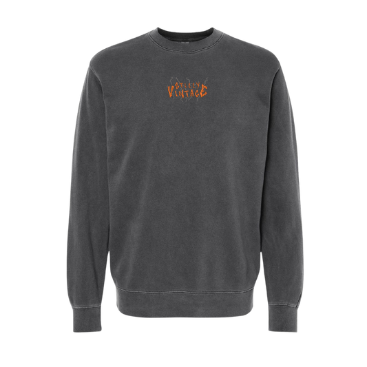 Stilly Struck By Lightening - Embroidered Crewneck Sweatshirt - Faded Black